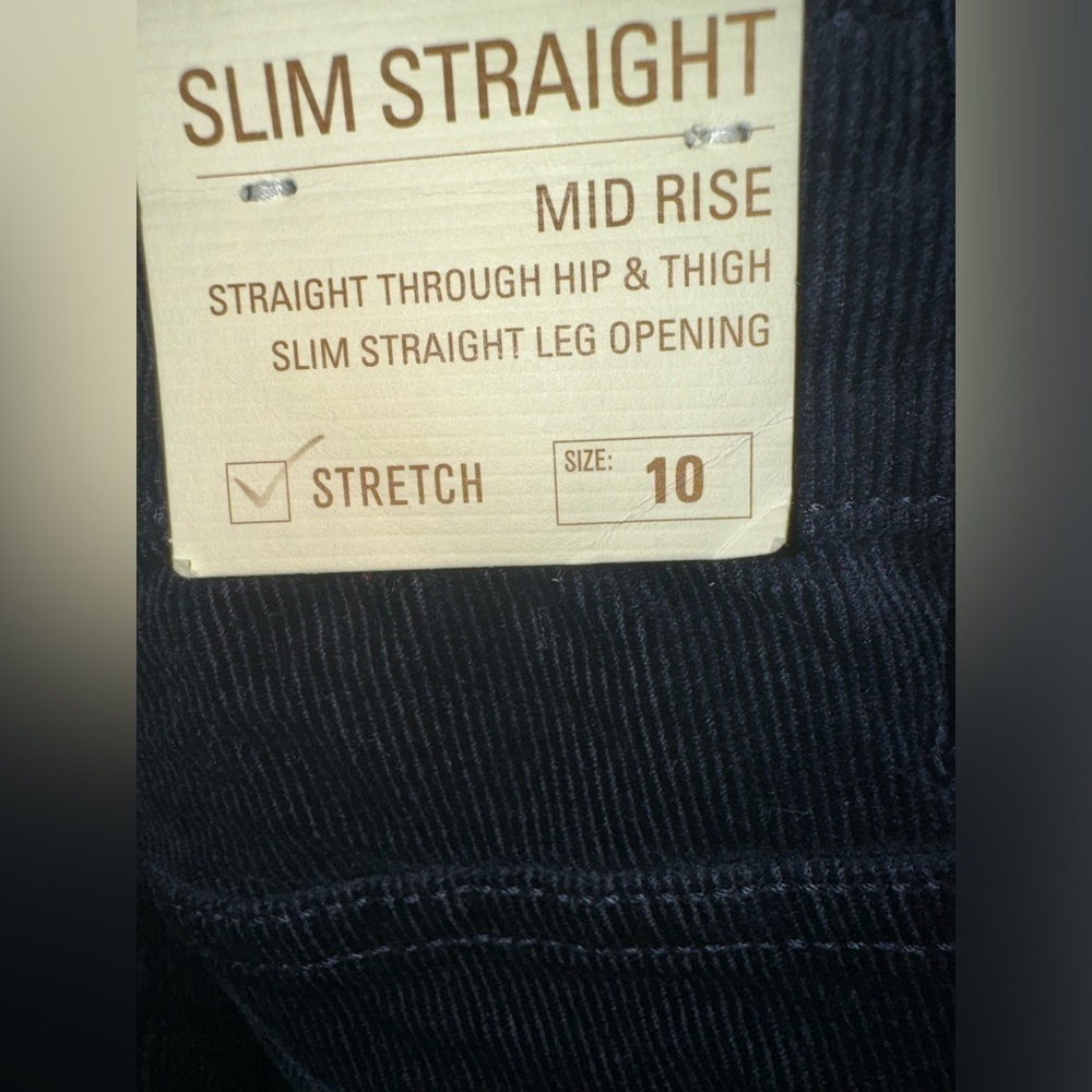 NEW Sonoma Black Corduroy Mid Rise Stretch Slim Straight Jeans size 10 - Picture 3 of 4